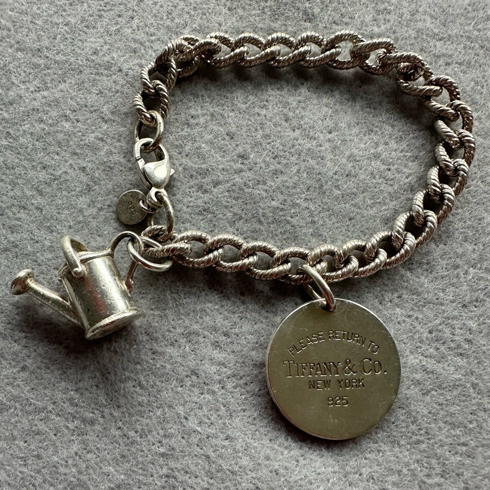 Tiffany & Co. Silver Bracelet with Watering Can Charm